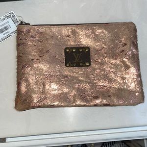Rose Gold upcycled clutch 11” x 8” NWT